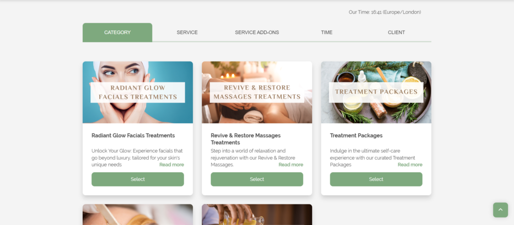service categories simplybook.me